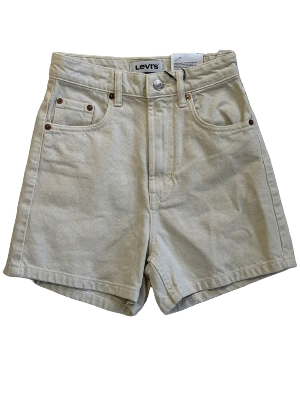 ZARA Ecru White Denim Shorts High Waisted Cotton Size 2